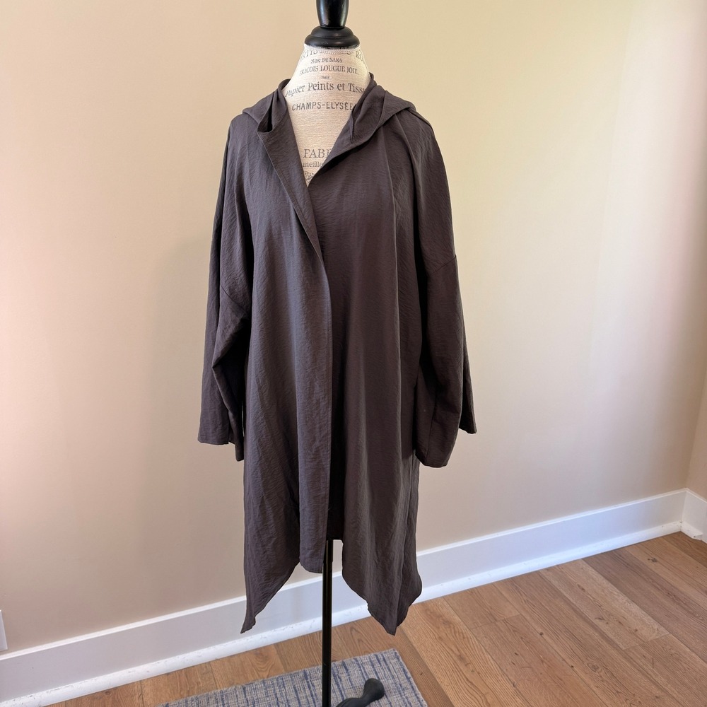 Shein Women's Dark Gray Hooded Polyester Cardigan Size XL